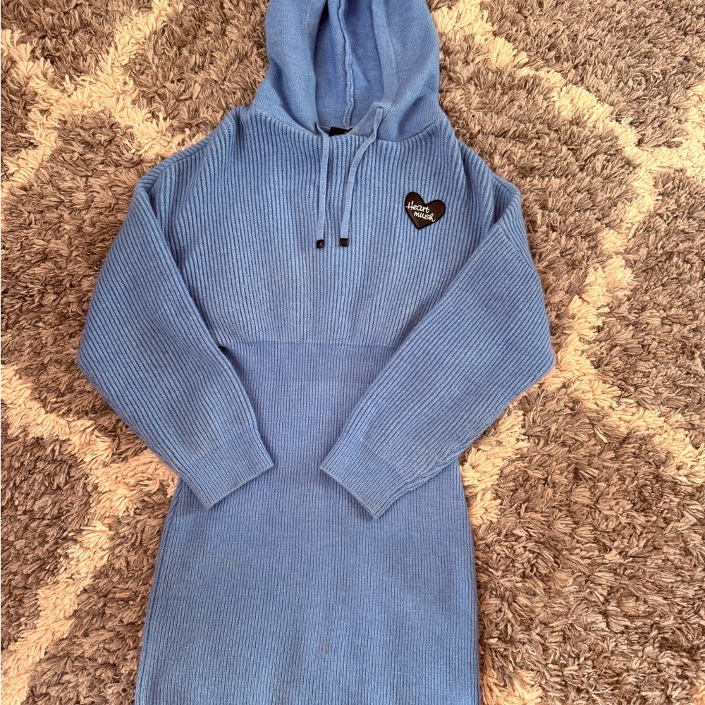 Blue Hooded Knit Dress，Vera Moda